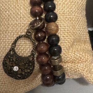 Two piece beaded charm bracelet